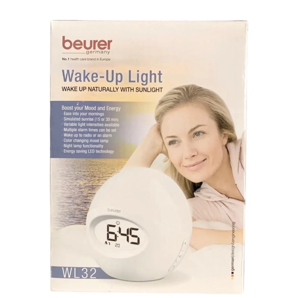 Beurer Wake-Up Light Naturally W/Sunlight Alarm Clock & Radio Color Changer WL32